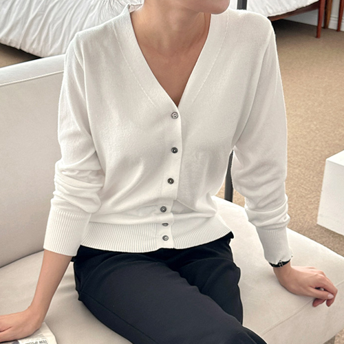FD-0522  여성 브이넥 단추 가디건 